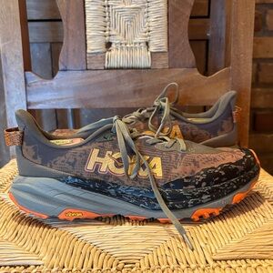 Hoka Speedgoat 6-Vibram Sole Shoes - Brown and Orange